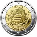 2 euros commemorative 2012 malte 10 ans de l euro