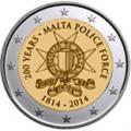 2 euros commemorative 2014 malte 200 ans 20police